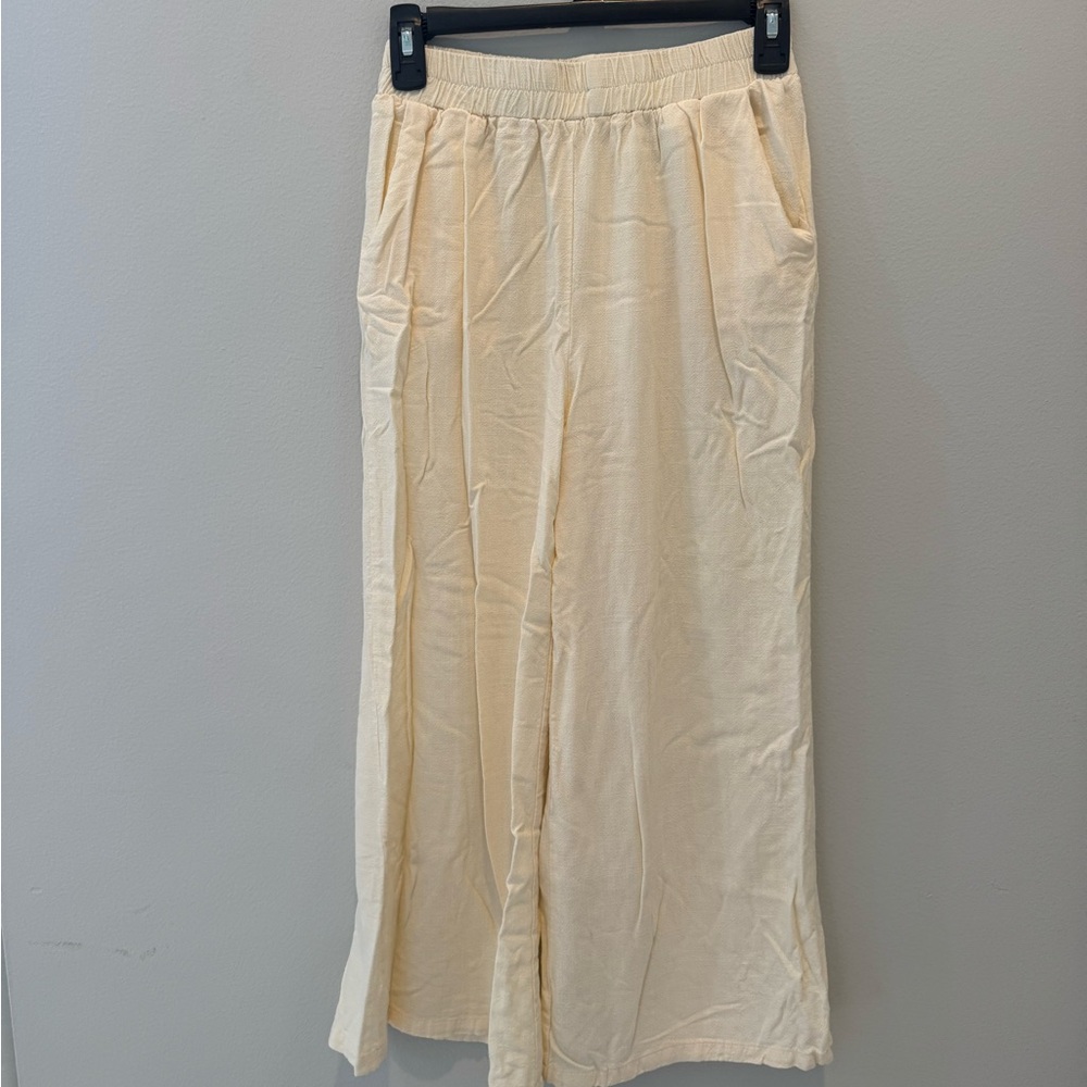Cream Wide-Leg Pants